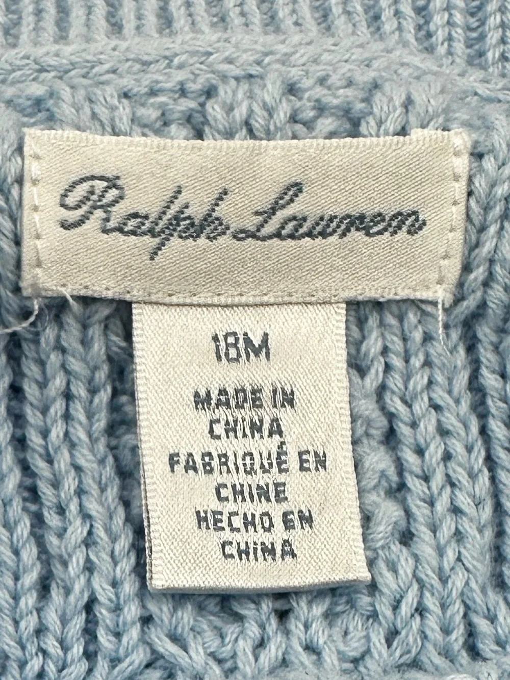 Ralph Lauren Baby Blue Knit Romper size 18 months